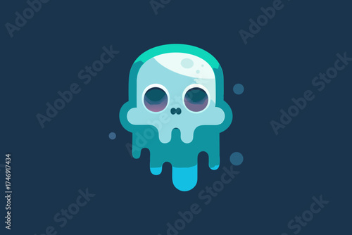 skull with tiny jawbone soft gradient glow