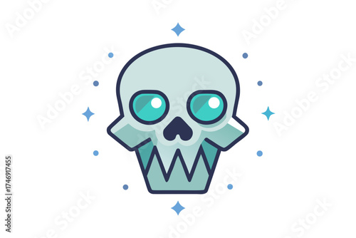 skull with hollow triangular eyes micro glow