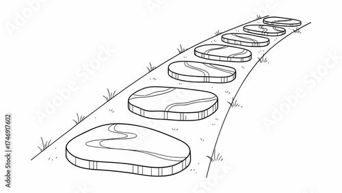 Engaging stepping stones pathway illustration invites creativity for design projects, peaceful garden concepts, or children's book visuals