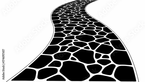 Winding cobblestone path design brings a touch of rustic charm, perfect for website backgrounds, elegant overlays, or creative design projects