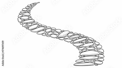 Winding stone path illustration, inviting adventure and discovery, ideal for fantasy maps, garden designs, or storybook layouts