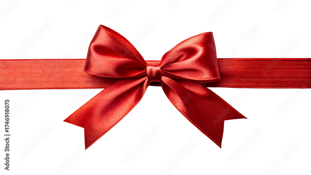 Fototapeta premium Elegant Red Satin Bow and Ribbon Accent