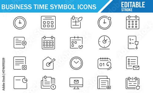 Business and Time Symbol Icons - Editable Vector for Project Planning
