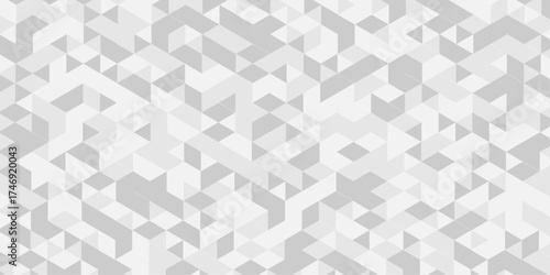 Abstract low polygon cubic white and gray vector poly triangle texture geometric pattern composed of triangular. geometric wall tile and metal cube background triangle wallpaper design.	
