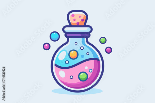 Potion bottle filled with candy pastel colored dots