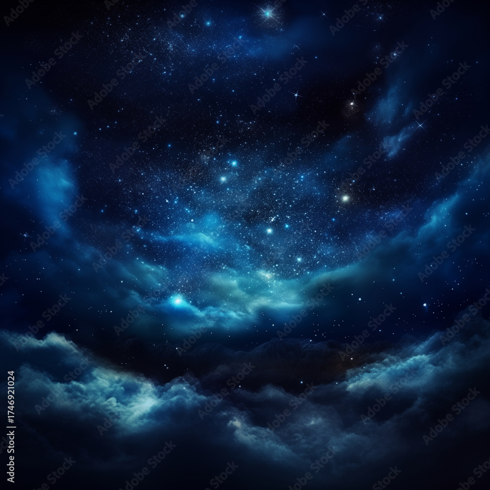 Obraz premium Dark magical night sky with bright star constellation. Cosmic background