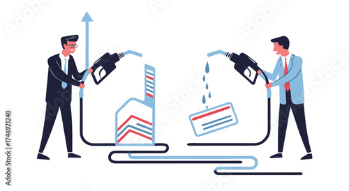 Businessmen fueling financial growth and market analysis.

