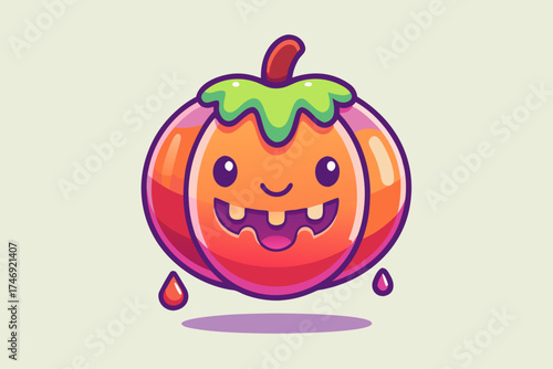 Pumpkin shaped candy with smiling face pastel colors