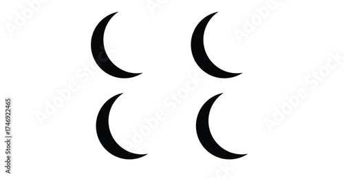Minimalist crescent moon pattern in geometric square layout, abstract lunar design with modern symmetry and celestial elegance