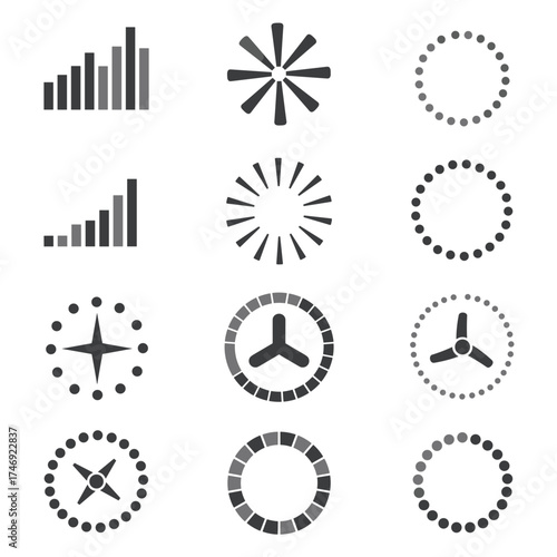 Loading vector set isolated on white background stock illustration