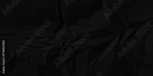 Crumple crushed aged black obsolete rumple craft design. wrinkle ripped creased black crumple aged closeup recycled document grunge paper background.	