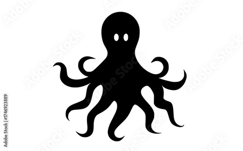 a black silhouette of an octopus with tentaclesblack, icon, illustration, octopus, profile 