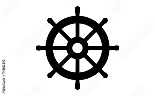 a black and white ship wheel iconblack, boat, flat, icon, illustration, steering wheel, symbol, wheel 