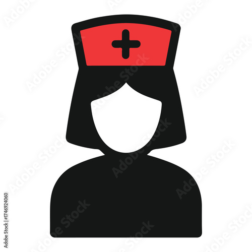 Healthcare Hero Modern Silhouette of a Nurse with Red Cross for Medical Professionals