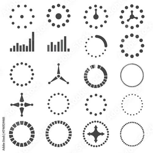 Loading vector set isolated on white background stock illustration