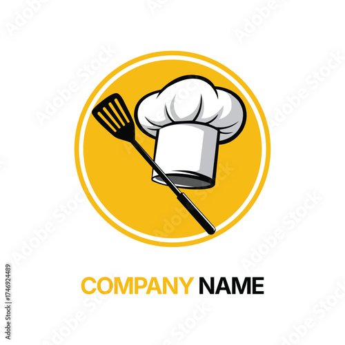 Chef hat and spatula logo 