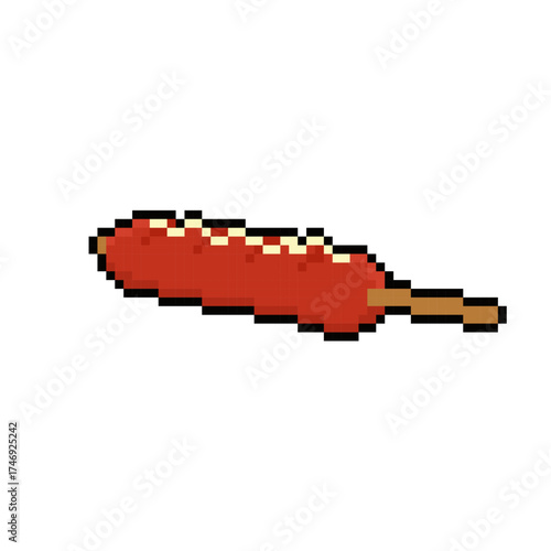 grilled sausage icon pixel art