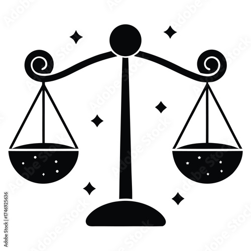 cosmic balance scales vector icon