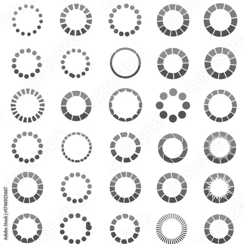 Loading vector set isolated on white background stock illustration