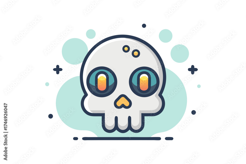 Fototapeta premium skull with round eye sockets soft glowing halo