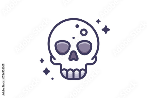 skull with minimal teeth lines soft halo effect