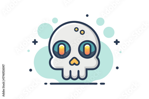 skull with round eye sockets soft glowing halo