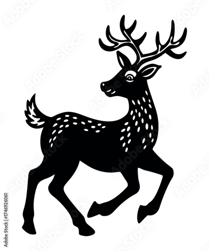 Silhouette of a Spotted Deer With Large Antlers