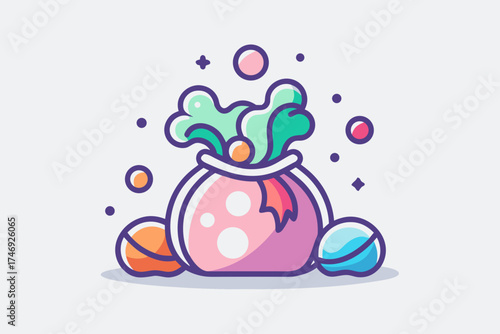 small candy bag spilling tiny round candies soft