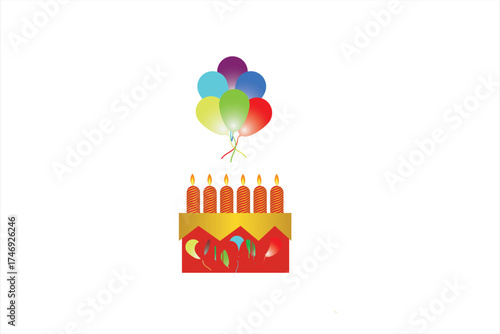 birthday cake with balloons