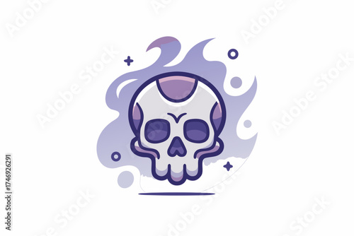skull tilted slightly glowing forehead with eerie subtle shine