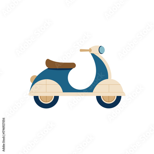 Flat vector illustration of a vintage moped in a side view.
