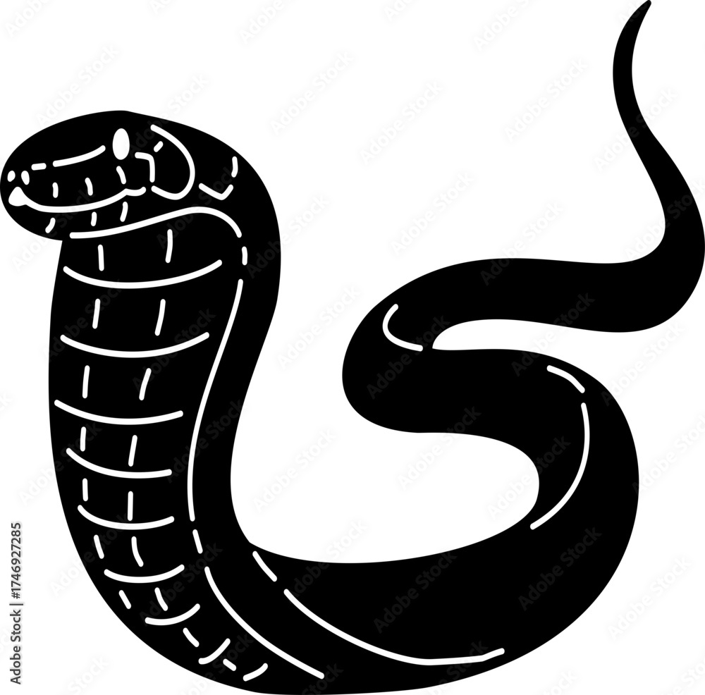 Fototapeta premium King Cobra Silhouette Doodle Outline Illustration