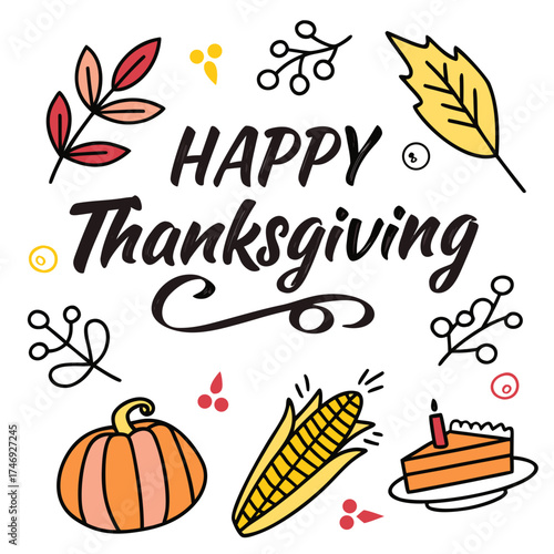 happy thanksgiving vector illustration