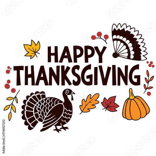 happy thanksgiving vector illustration