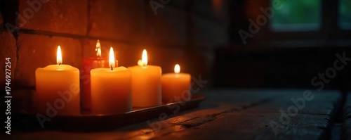 Flickering Candlelight Illuminates a Dark Room, Creating a Warm and Cozy Atmosphere Perfect for Relaxation, Spirituality, and Remembrance.