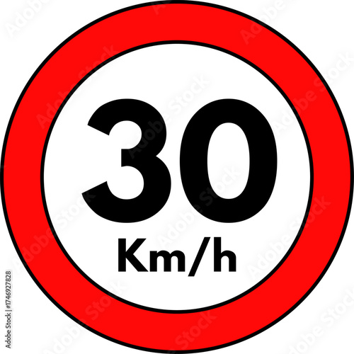 Speed Limit 30 kmh Traffic Sign Vector