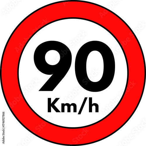 Speed Limit 90 kmh Traffic Sign Vector