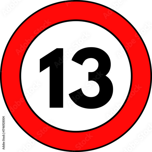 Speed Limit 13 kmh Traffic Sign Vector