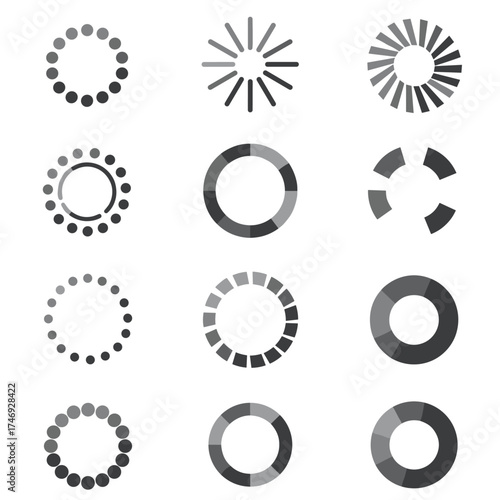 Loading vector set isolated on white background stock illustration