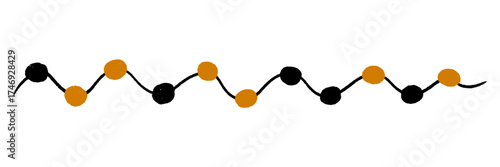 Halloween lights garland with colored orange circle bulbs. Autumn festive string decoration with hanging retro led lamp. Glowing string with lamps for holiday cards, banners, posters, web. Vector