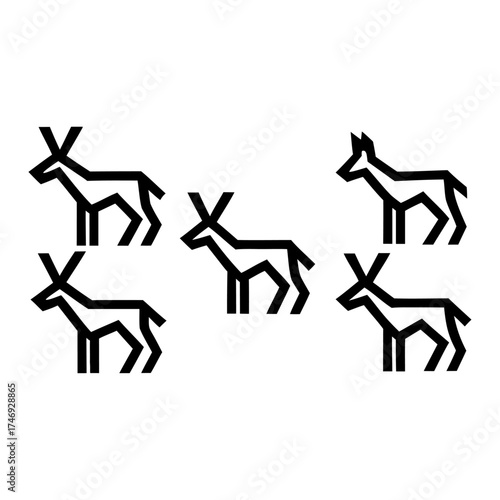 Vector art of simple deer icons in a row