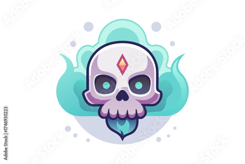symmetrical skull soft gradient glow along rounded edges