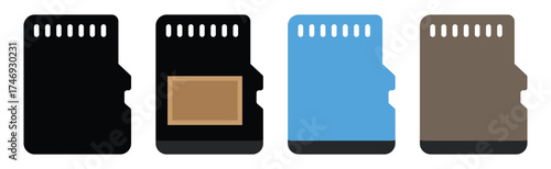 SD Card Icon Vector – Thin Outline Style on White Background.