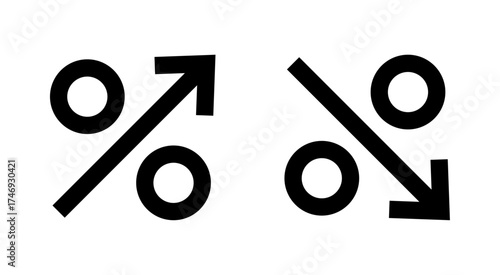 Percentage symbols with decrease and increase arrows