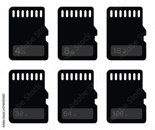 SD Card Icon Vector – Thin Outline Style on White Background.
