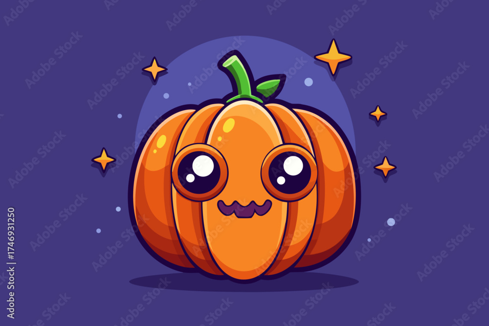 Fototapeta premium tall pumpkin with slanted oval eyes stitched side pattern