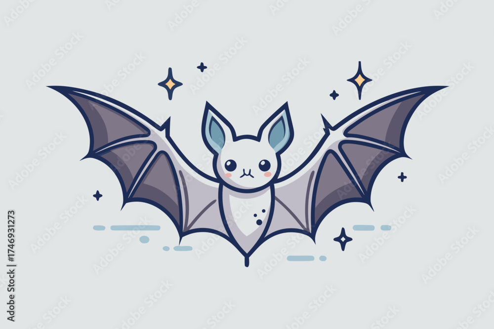 Fototapeta premium bat hovering diagonally with symmetrical spread wings subtle glow