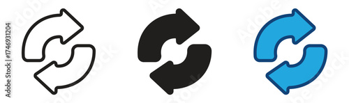 Refresh and synchronization icon representing reload, repeat, and update actions for web, app, and digital interface designs, isolated on white background, vector illustration
