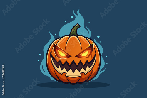 tall jagged pumpkin with sharp triangular eyes carved design