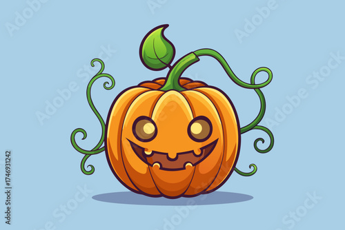 tall pumpkin with hollow circular eyes wide jagged mouth